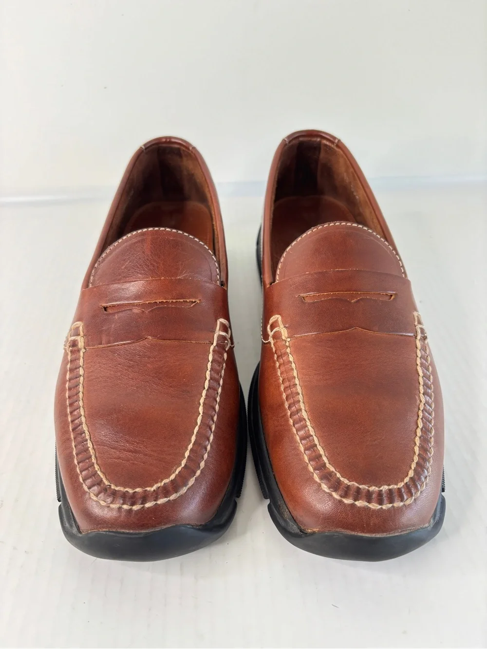 Cole Haan Mens Leather Lug Penny Loafer Size 10.5 Driving Moccasin Gommus Soles
